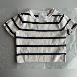 Zara Kids Black and White Striped Short Sleeve Tee8/9yo